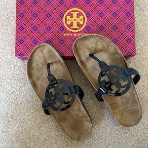 Tory Burch Miller Cloud Patent/Cork Thong Sandals